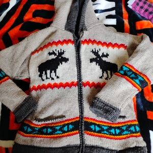 Cozy Moose Patterned Knit Hoodie